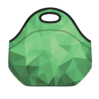Green Polygonal Geometric Print Neoprene Lunch Bag