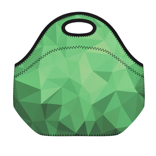 Green Polygonal Geometric Print Neoprene Lunch Bag