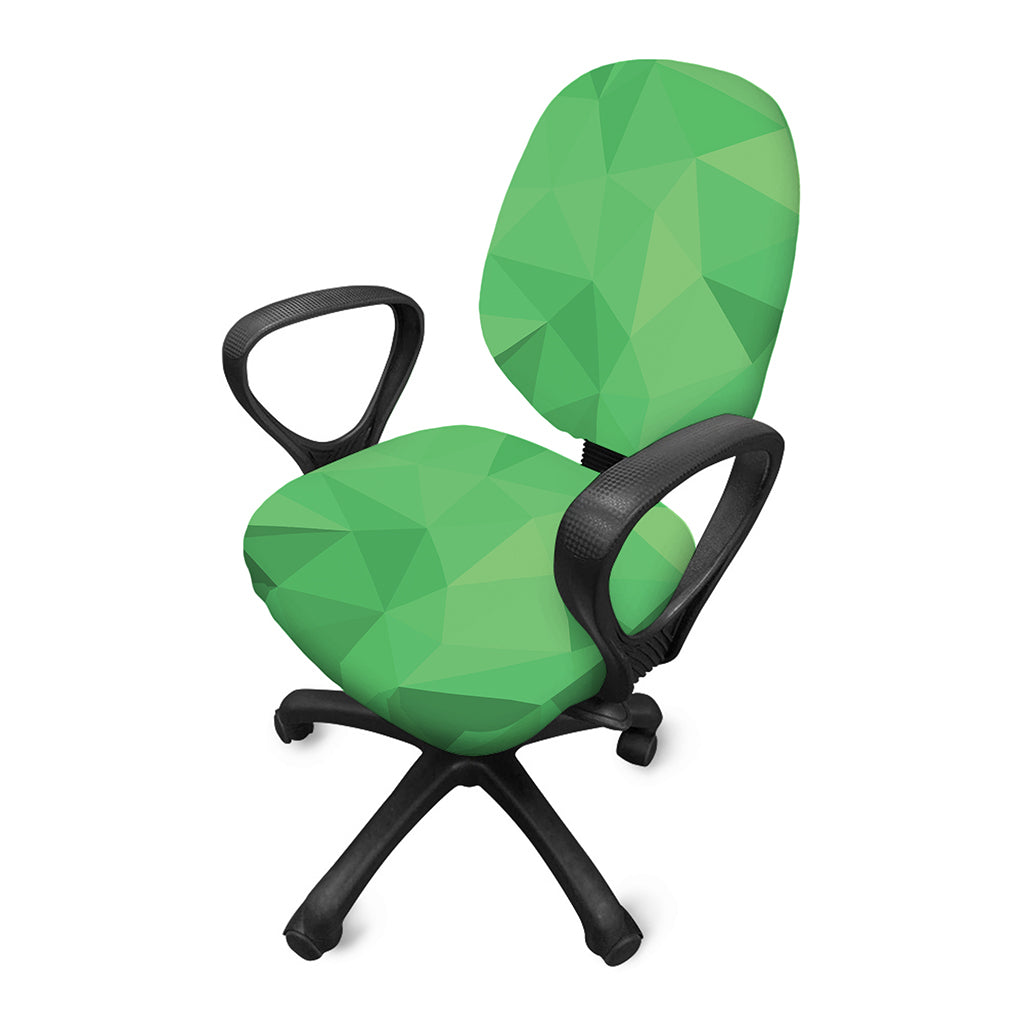 Green Polygonal Geometric Print Office Chair Cover