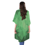 Green Polygonal Geometric Print Open Front Beach Cover Up