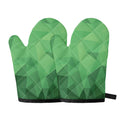 Green Polygonal Geometric Print Oven Mitts