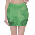 Green Polygonal Geometric Print Pencil Mini Skirt