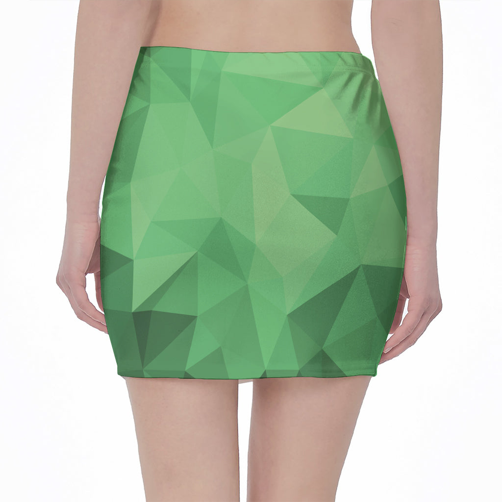 Green Polygonal Geometric Print Pencil Mini Skirt