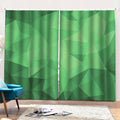 Green Polygonal Geometric Print Pencil Pleat Curtains
