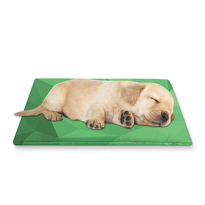 Green Polygonal Geometric Print Pet Cooling Mat Cover