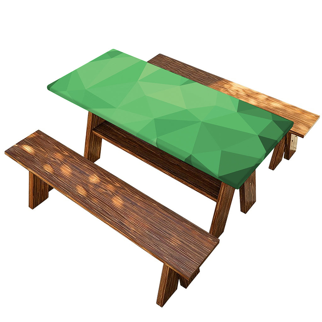 Green Polygonal Geometric Print Picnic Table Cover