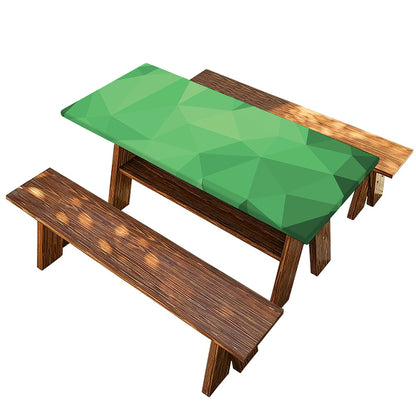 Green Polygonal Geometric Print Picnic Table Cover