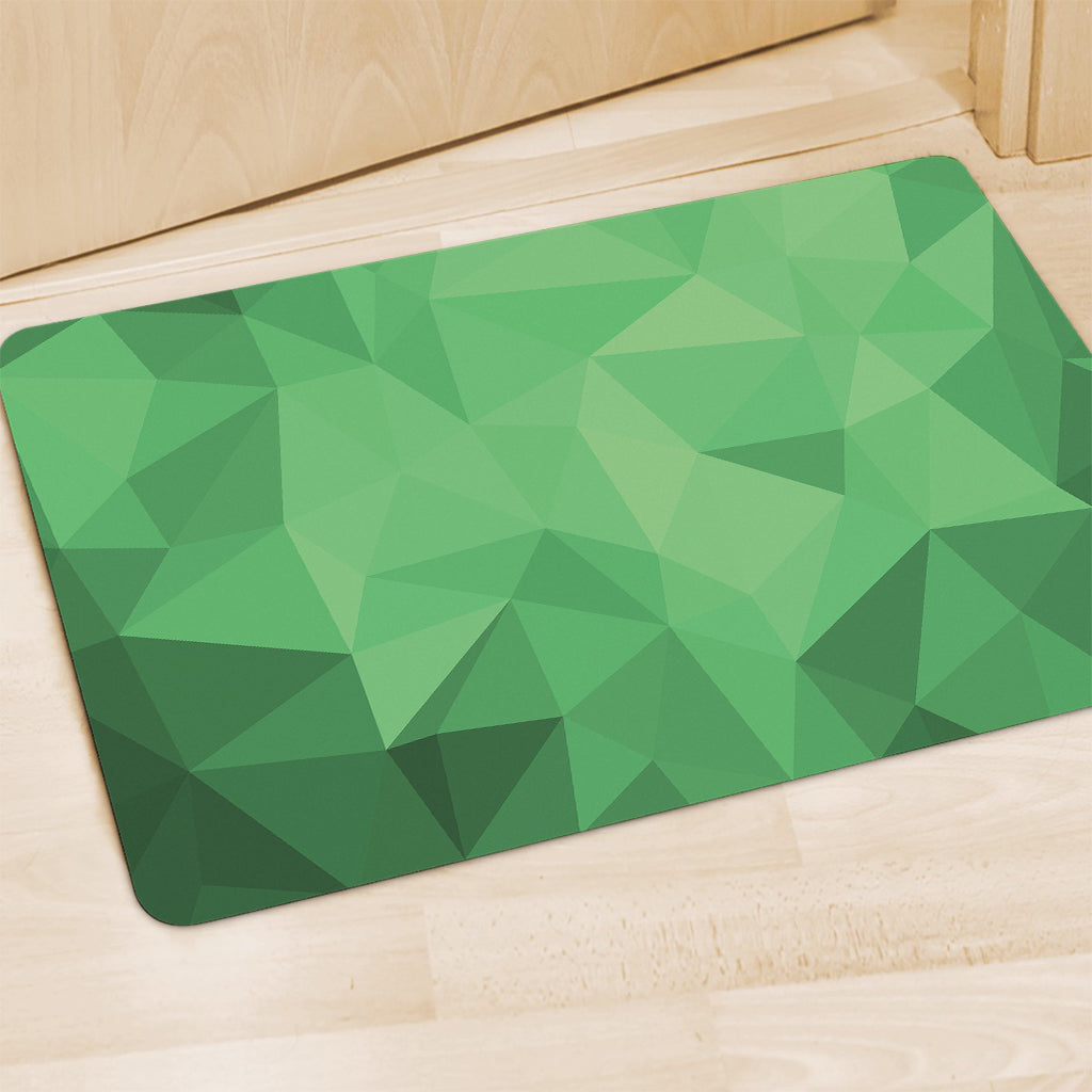 Green Polygonal Geometric Print Polyester Doormat
