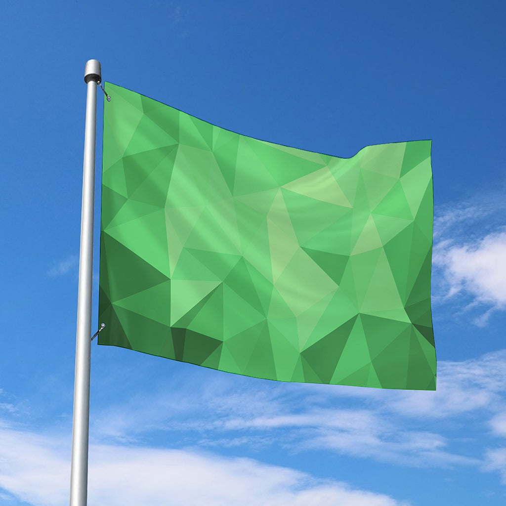 Green Polygonal Geometric Print Polyester Flag