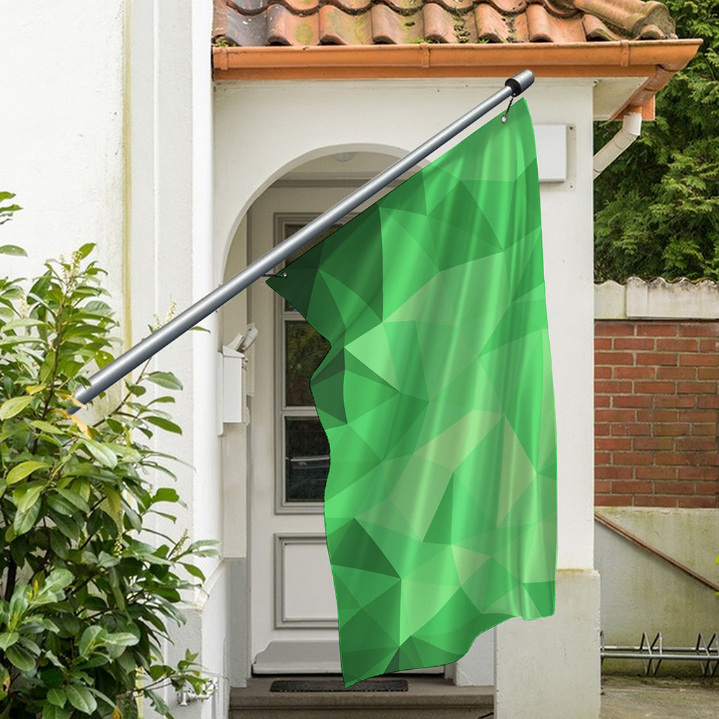 Green Polygonal Geometric Print Polyester Flag