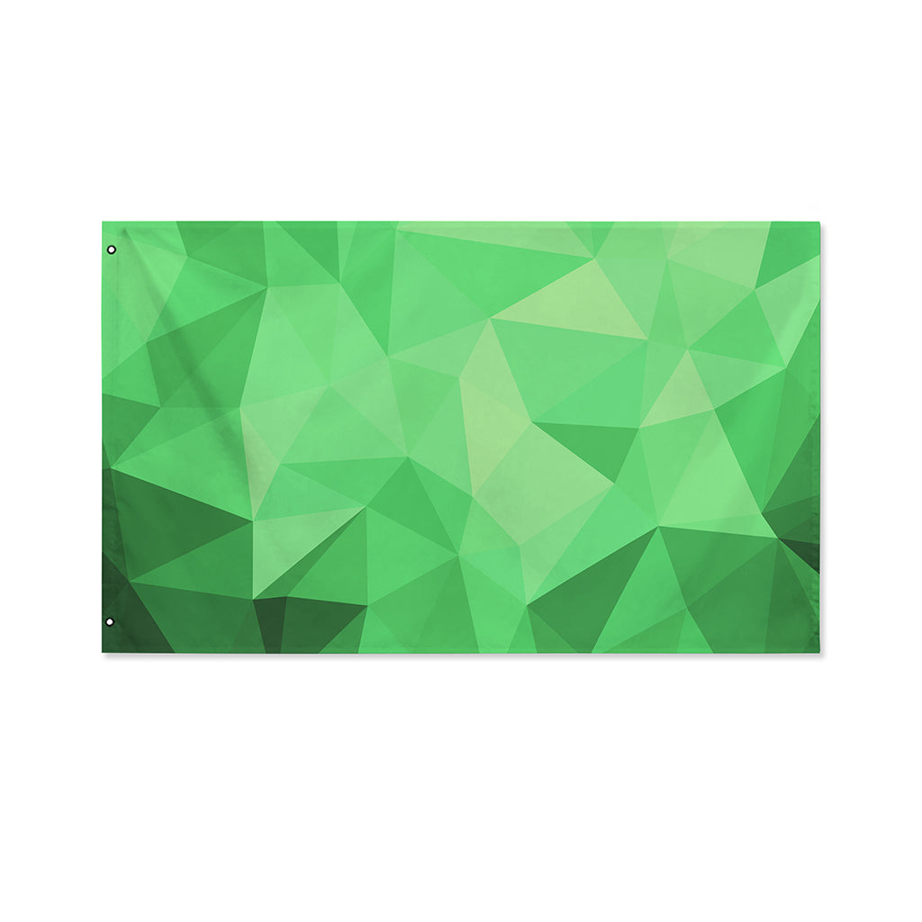 Green Polygonal Geometric Print Polyester Flag