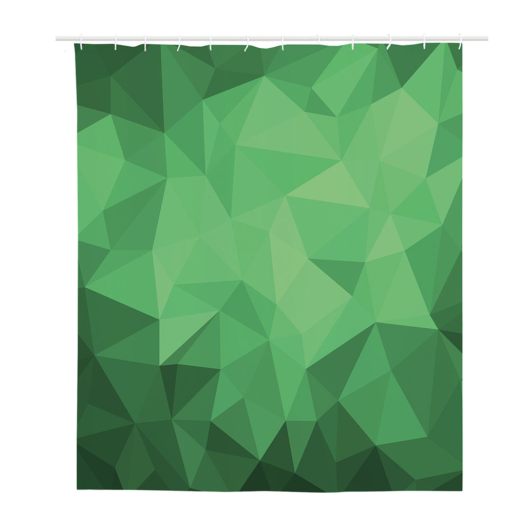 Green Polygonal Geometric Print Polyester Shower Curtain