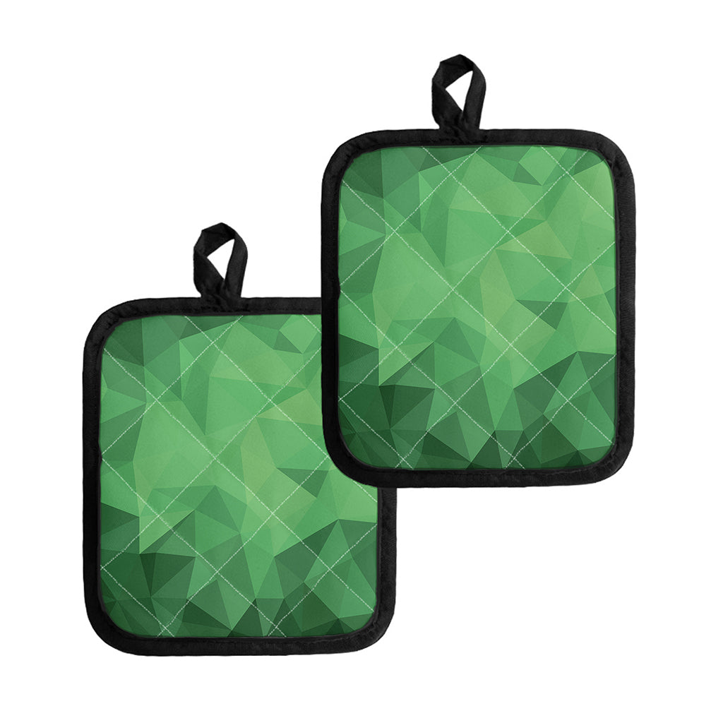 Green Polygonal Geometric Print Pot Holders