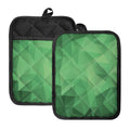 Green Polygonal Geometric Print Pot Holders With Pocket