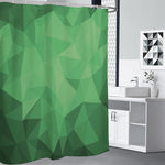 Green Polygonal Geometric Print Premium Shower Curtain