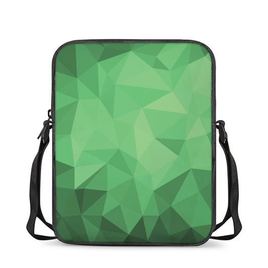 Green Polygonal Geometric Print Rectangular Crossbody Bag