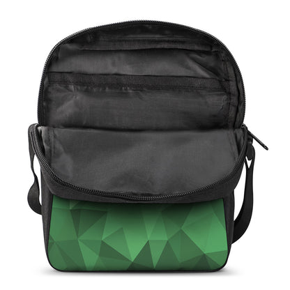 Green Polygonal Geometric Print Rectangular Crossbody Bag