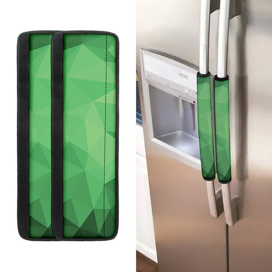 Green Polygonal Geometric Print Refrigerator Handle Covers