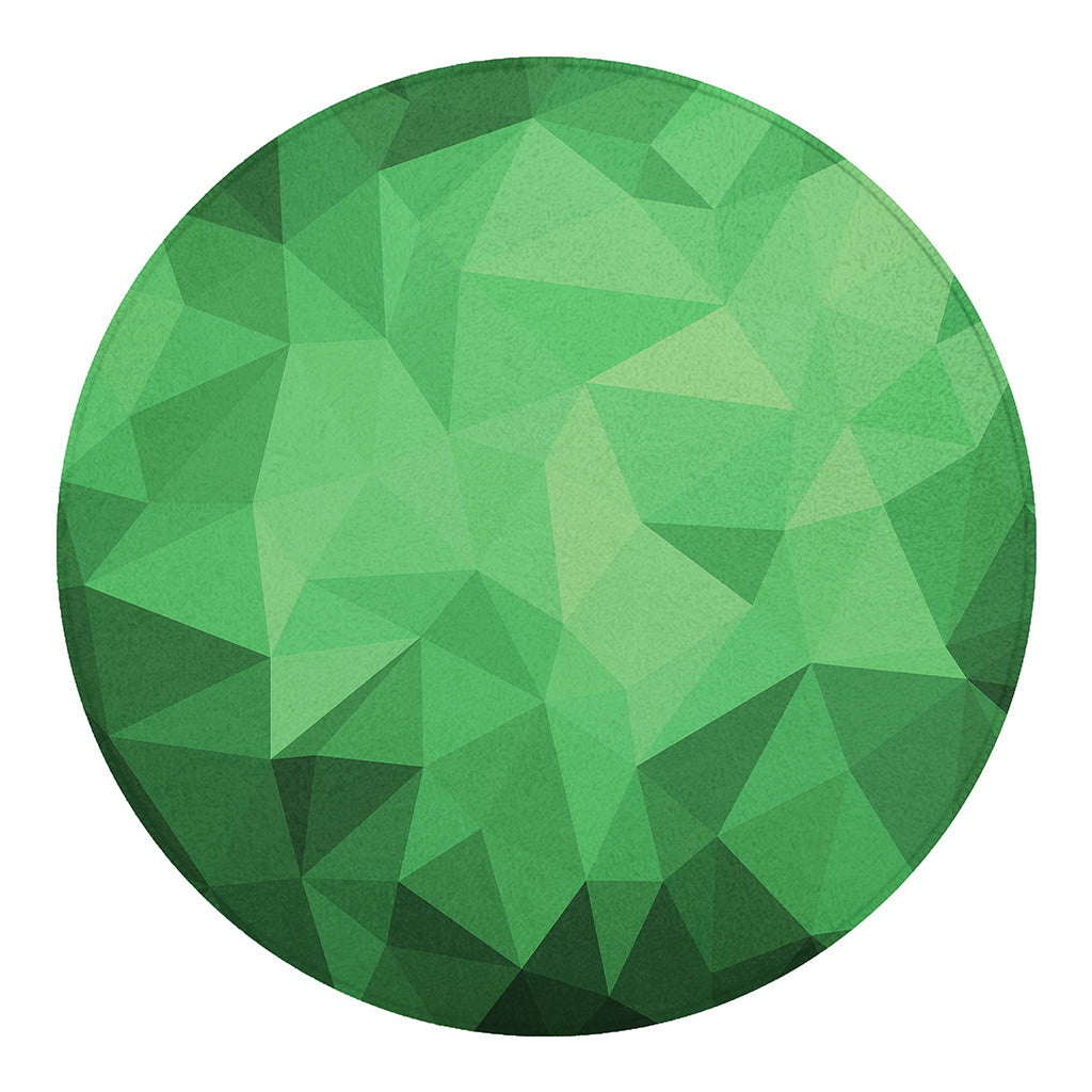 Green Polygonal Geometric Print Round Blanket