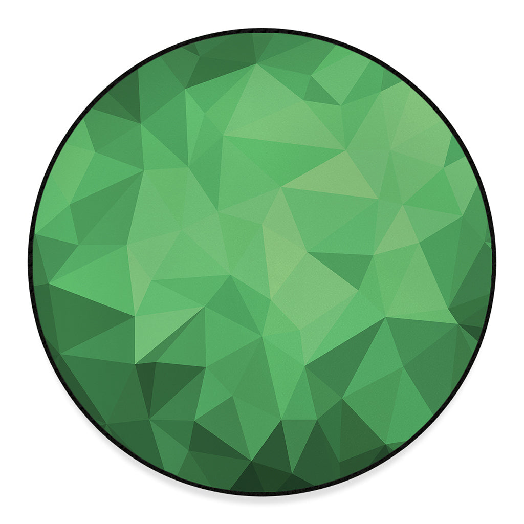 Green Polygonal Geometric Print Round Floor Mat
