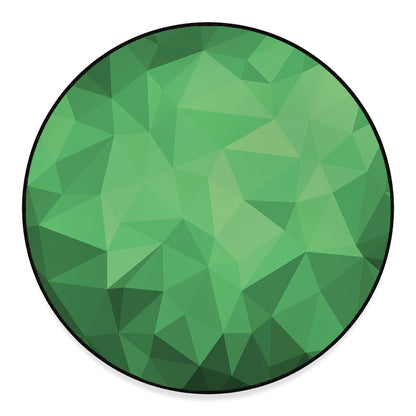 Green Polygonal Geometric Print Round Floor Mat