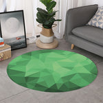 Green Polygonal Geometric Print Round Rug