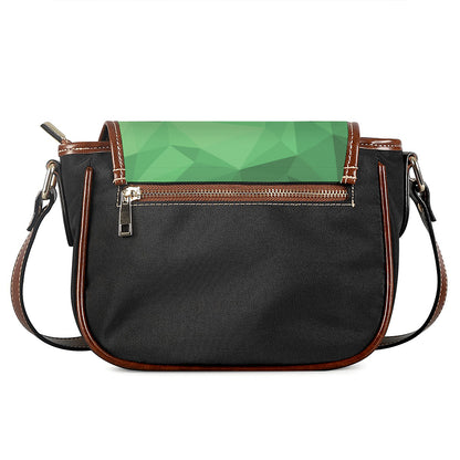 Green Polygonal Geometric Print Saddle Bag