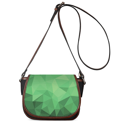 Green Polygonal Geometric Print Saddle Bag