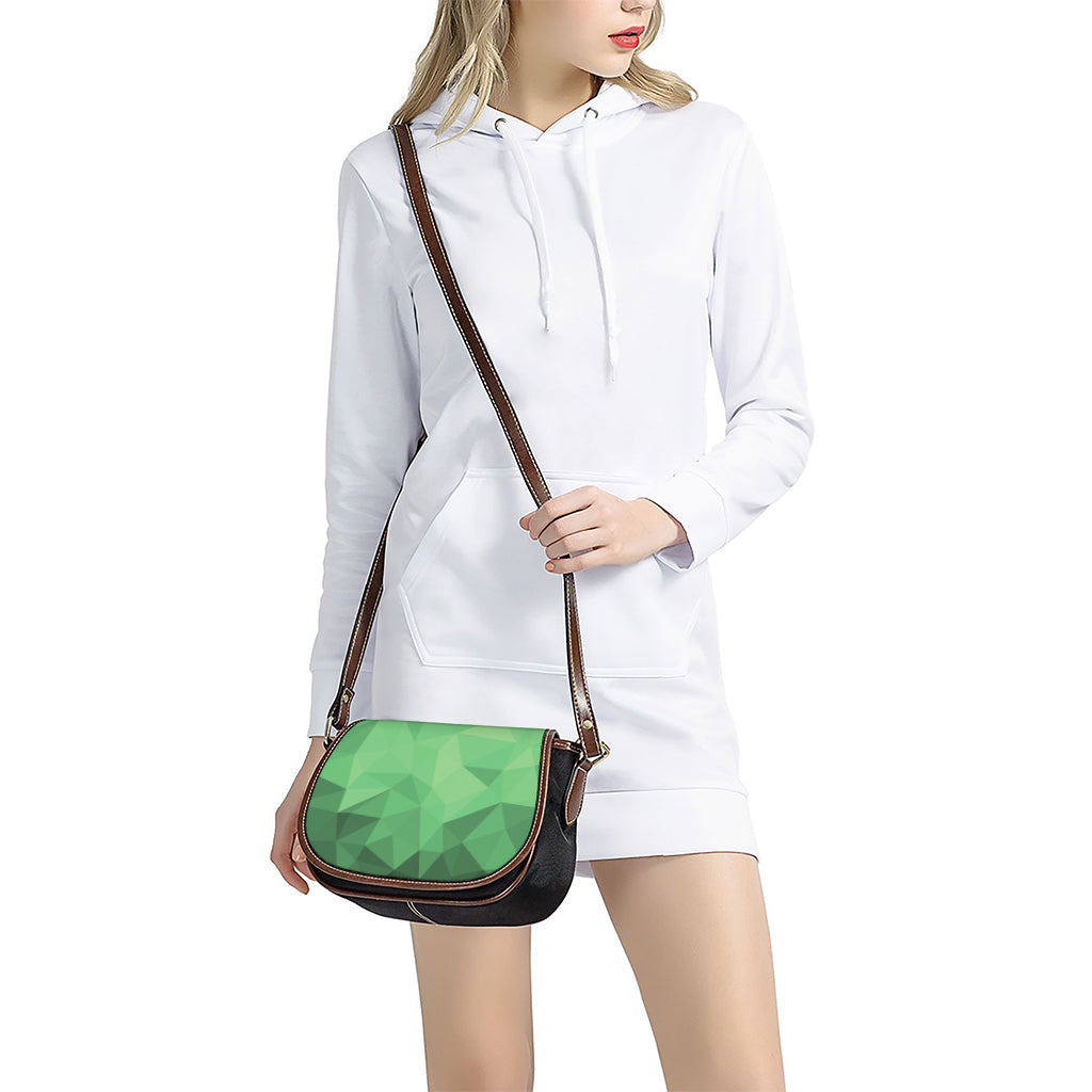 Green Polygonal Geometric Print Saddle Bag