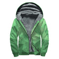 Green Polygonal Geometric Print Sherpa Lined Zip Up Hoodie