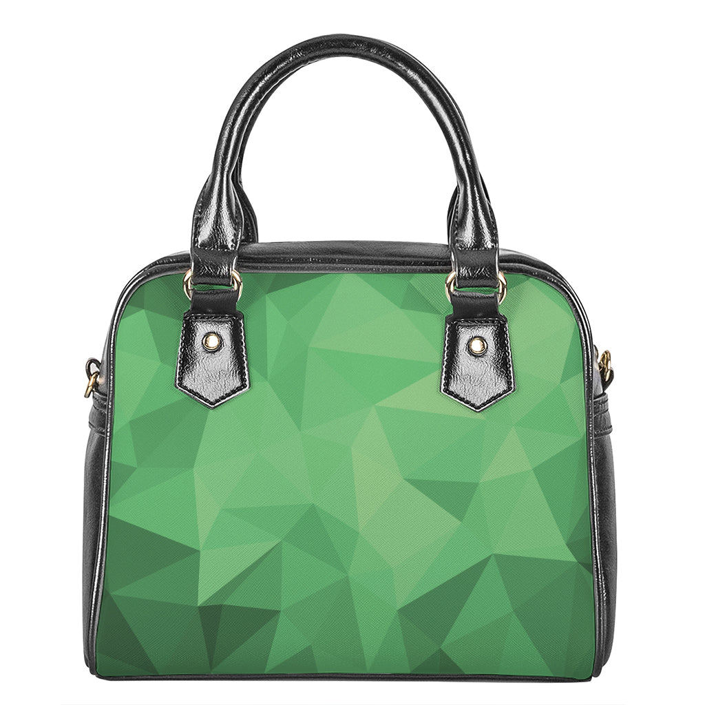 Green Polygonal Geometric Print Shoulder Handbag
