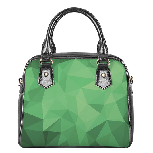 Green Polygonal Geometric Print Shoulder Handbag