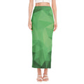 Green Polygonal Geometric Print Side Slit Maxi Skirt