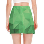 Green Polygonal Geometric Print Side Slit Mini Skirt