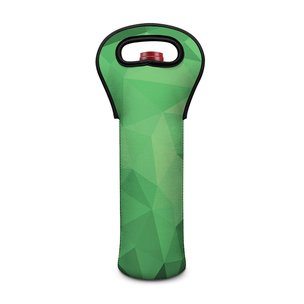 Green Polygonal Geometric Print Single Neoprene Wine Tote