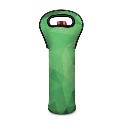 Green Polygonal Geometric Print Single Neoprene Wine Tote