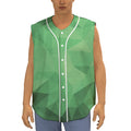 Green Polygonal Geometric Print Sleeveless Baseball Jersey