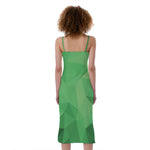 Green Polygonal Geometric Print Slim Fit Midi Cami Dress