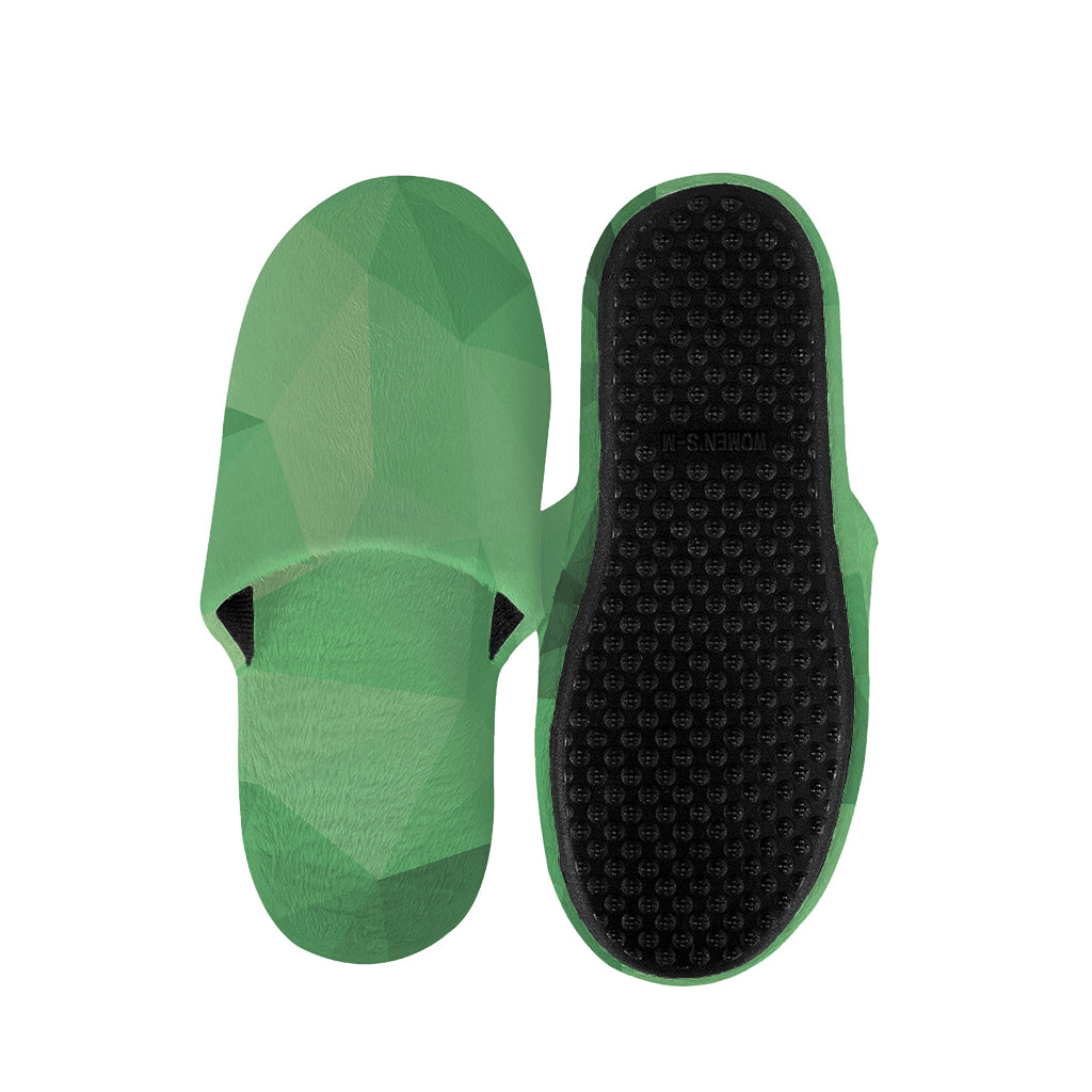 Green Polygonal Geometric Print Slippers