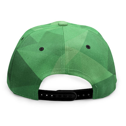 Green Polygonal Geometric Print Snapback Cap