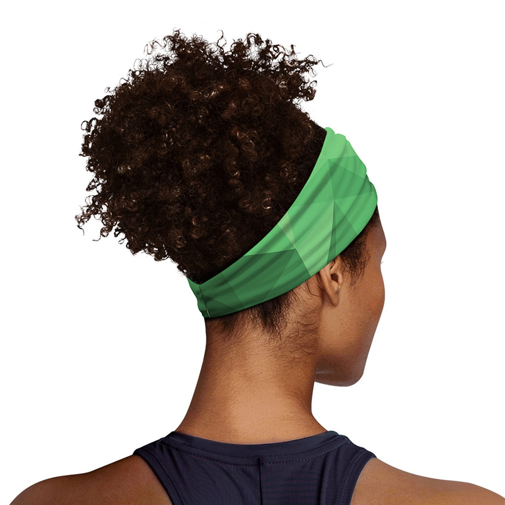Green Polygonal Geometric Print Sports Headband