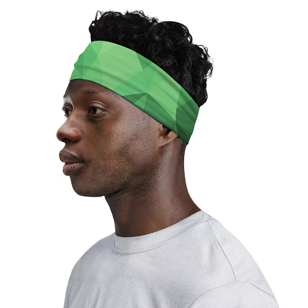 Green Polygonal Geometric Print Sports Headband
