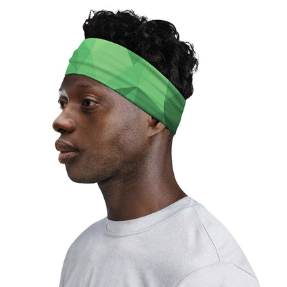 Green Polygonal Geometric Print Sports Headband