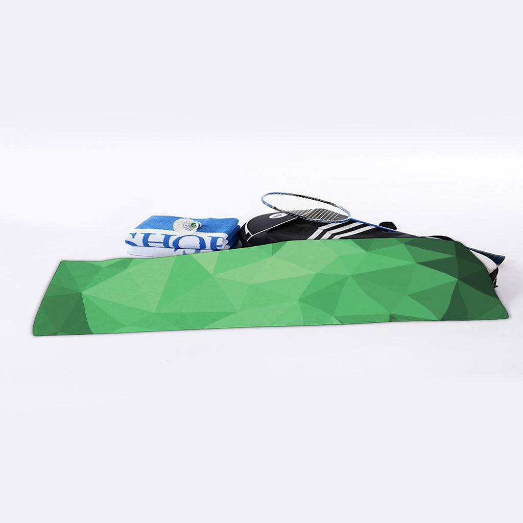 Green Polygonal Geometric Print Sports Towel