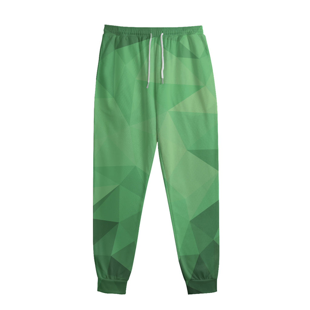 Green Polygonal Geometric Print Sweatpants