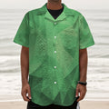 Green Polygonal Geometric Print Textured Short Sleeve Shirt