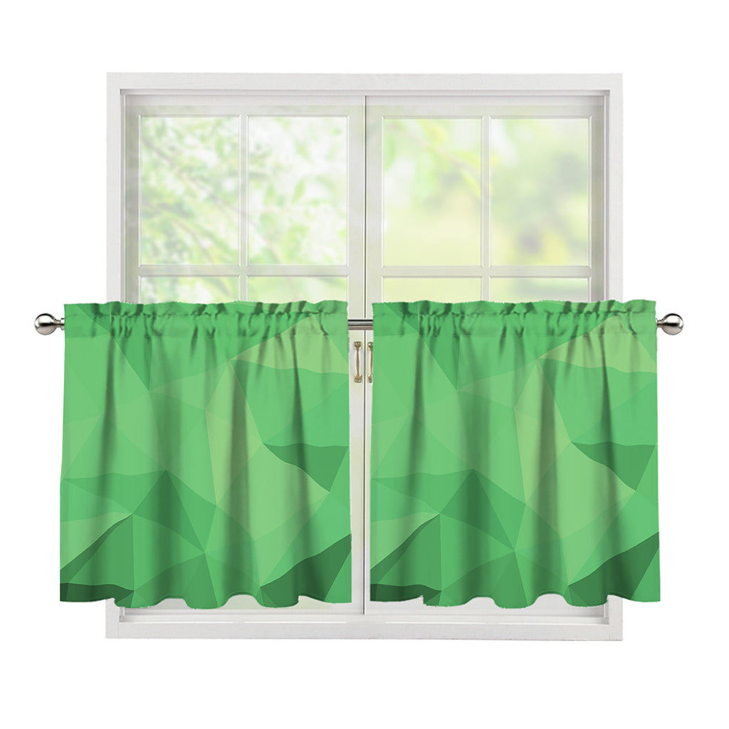 Green Polygonal Geometric Print Tier Curtains