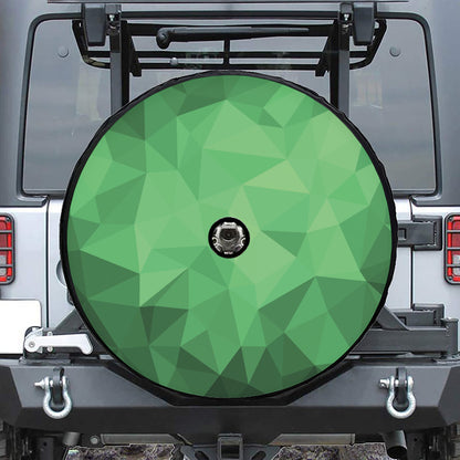 Green Polygonal Geometric Print Tire Cover With Camera Hole