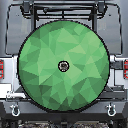 Green Polygonal Geometric Print Tire Cover With Camera Hole