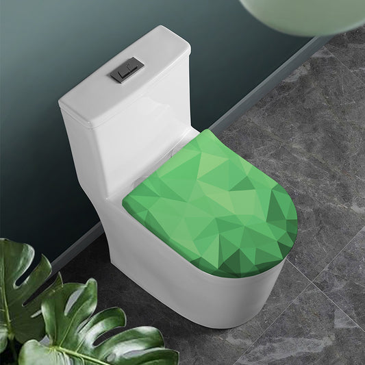 Green Polygonal Geometric Print Toilet Lid Cover